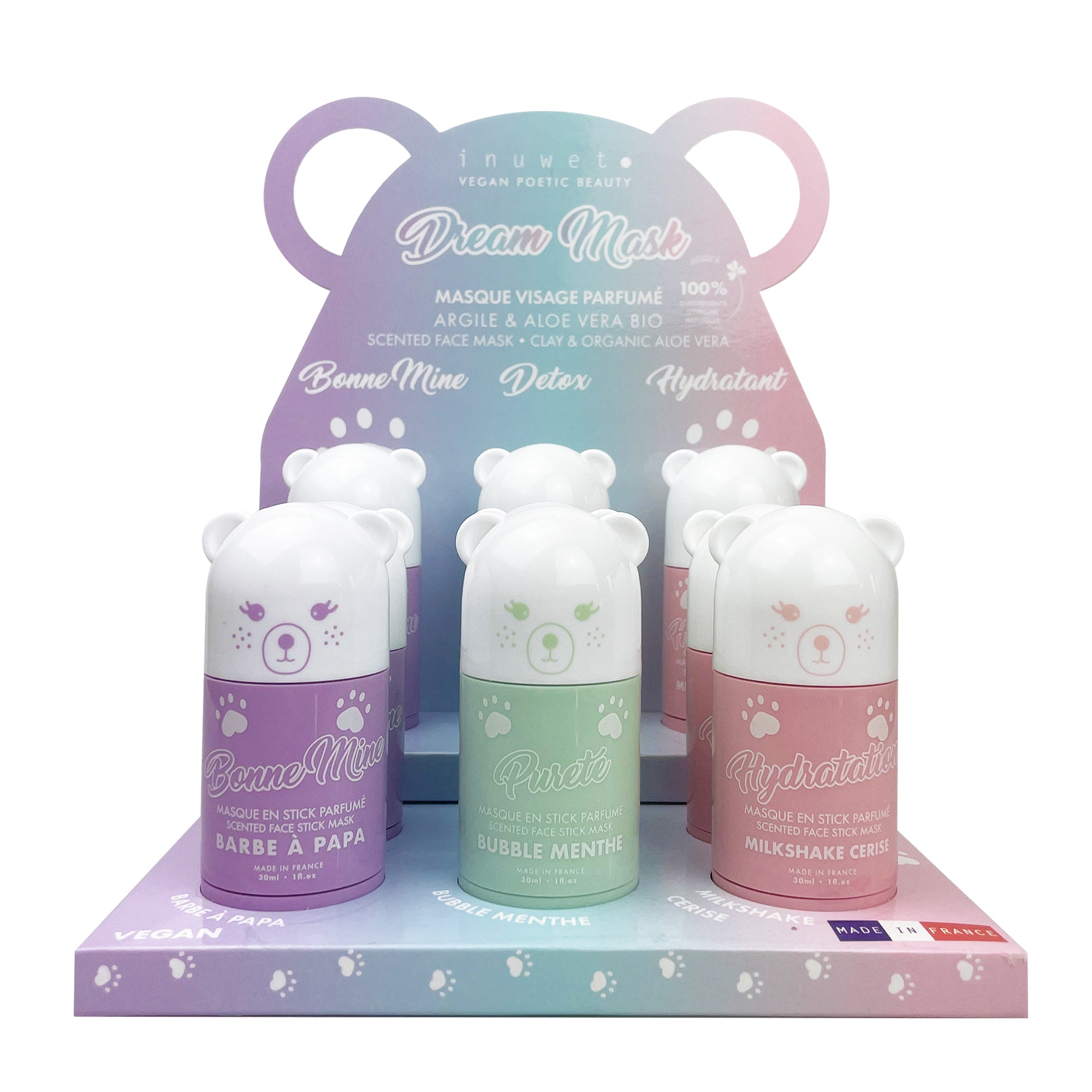 Présentoir masques à l'argile dream