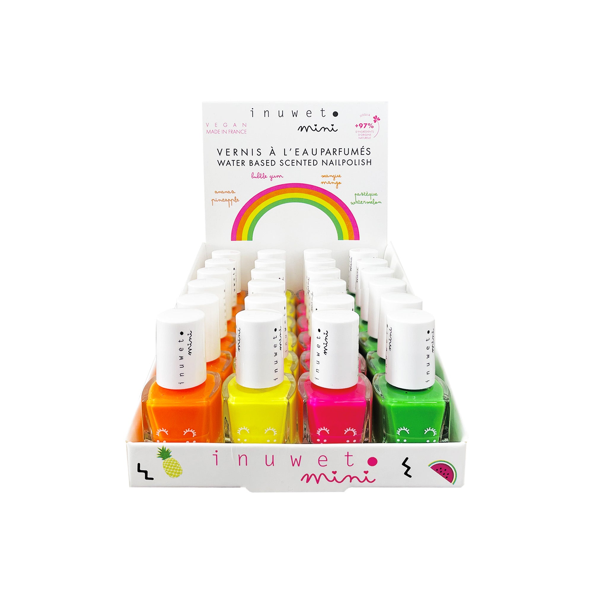 Présentoir vernis à l'eau fluo